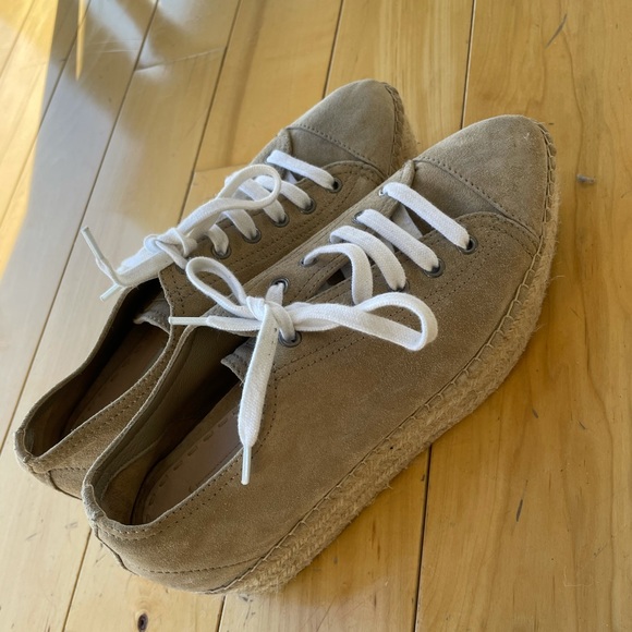 Miu Miu Beige Suede Espadrille Sneaker Platform - Picture 3 of 7